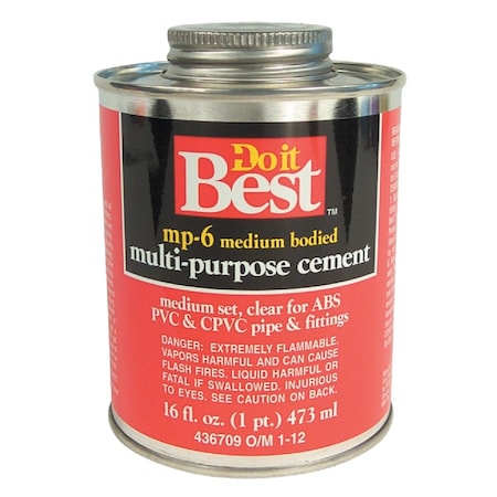 Do It Best 16 Oz. Medium Bodied Clear Multi Purpose Solvent Cement 18024-12