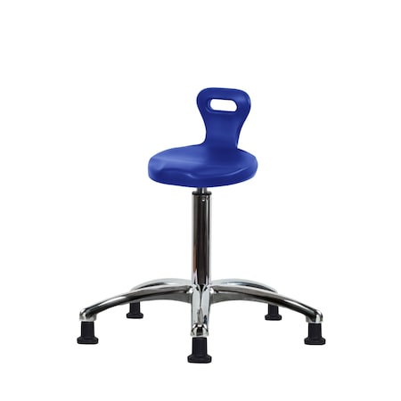 Blue Ridge Ergonomics Polyurethane Serpent Stool Chrome - Medium Bench Height with Stationary Glides in Blue Polyurethane PSPMBSL-CR-NF-RG-BLU