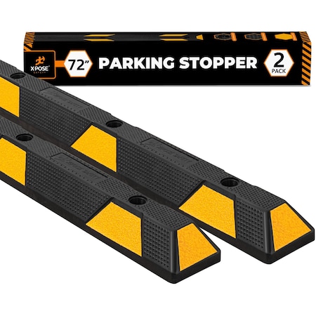 Xpose Safety Parking Block, Rubber, 4 in Height, 72 in Length, Black/Yellow 2 PK PBS-6-2-X-S