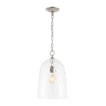 Jonathan Y Matilda 10" 1-Light Industrial Designer Iron/Dimple Glass Dome LED Pendant, Nickel/Clear JYL7595A