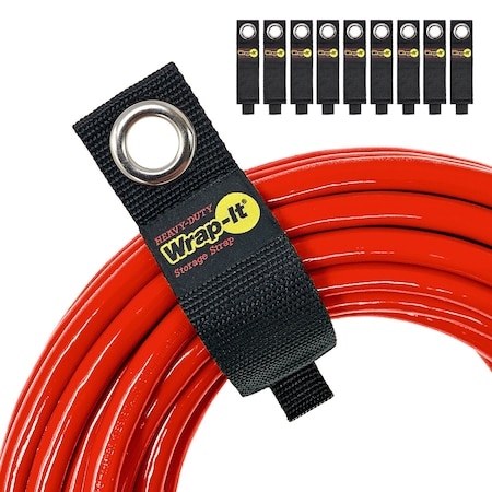 Wrap-It Back-to-Back Strap, No Adhesive, 10 in, 1-1/2 in W, Black, 9 PK A109-20BX