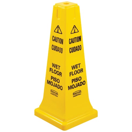 Non-Branded Wet Floor Safety Cone - 4-Sided Multilingual Cone JAN108