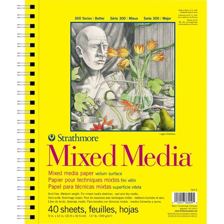 Strathmore 300 Series Mixed Media Pad, Side Wire Binding, 40 Sheet, 9x12 inch P362-9-03