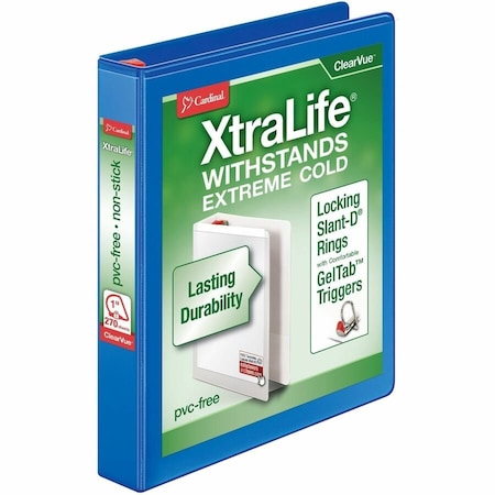 Cardinal Xtralife ClearVue Locking SlantD Binders, Blue CRD26302