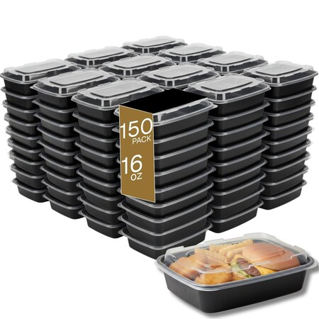 Eco Harmony Products Microwaveable Food Container, Rectangular with Lid, 16oz, 150PK 804541