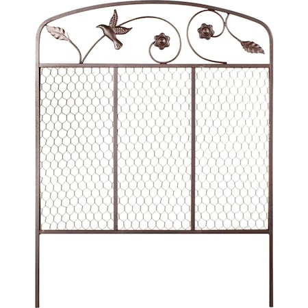Panacea 24'' W. x 32'' H. Metal Bird & Flower Decorative Border Fence 83670