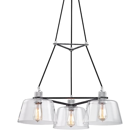 Troy Lighting Audiophile 3 Light Chandelier 27 In. Old Silver And Polished Alumin F6153