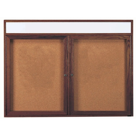 Aarco Enclosed Bulletin Board Red Oak Frame Walnut Stained, 48''Hx72''W WBC4872RH