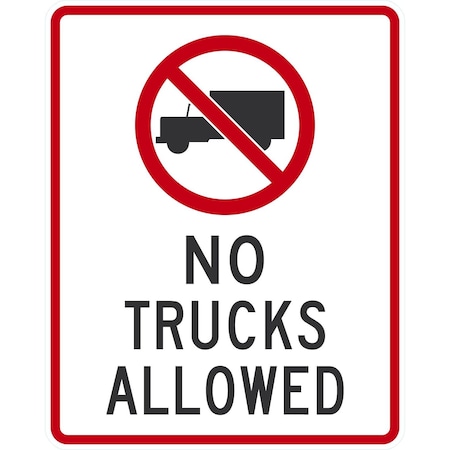 Lyle No Trucks Allowed (w/sym), 24x30, High Intensity Prismatic, White G-14112-HI_24x30