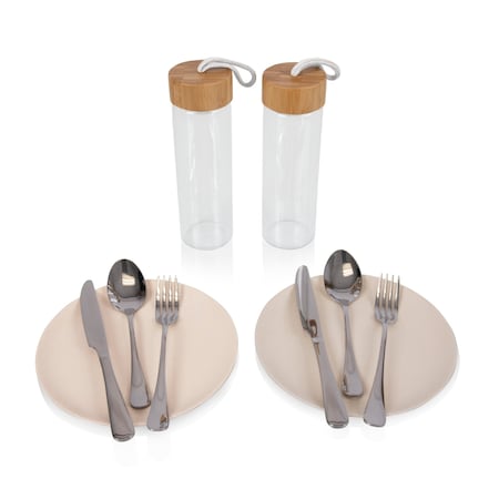 Picnic Time Family Of Brands Carmel Picnic Set for Two, Silver & Brown 103-10-115-000-0