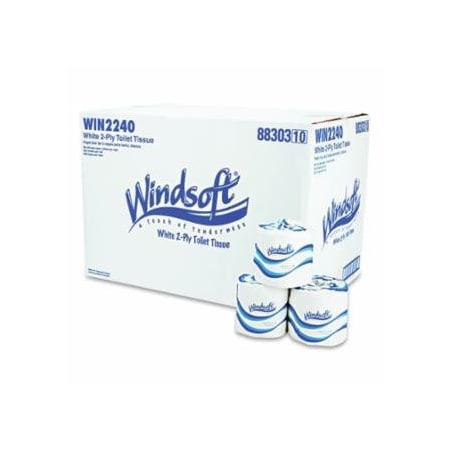 Windsoft Septic Safe Bath Tissue, 3.75 in L, 4.5 in W, 500 Sheets Per Roll, 96PK 859-2240B