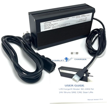 Liftcharger Power Adapter/Battery Charger for Bruno Stairlifts, Replace OEM-2402, BCR-24018, BCR-24024 BC-2402