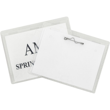 C-Line Products C-Line Pin Style Name Badge, 4in x 3in, Clear, 100/Box 94043