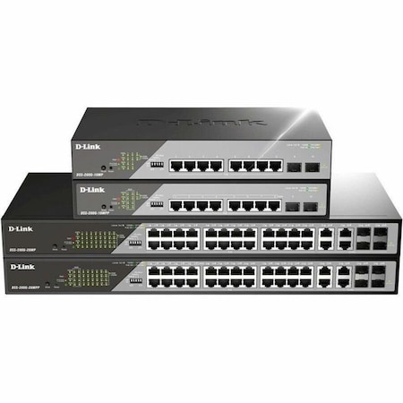 D-Link 28-Port 1G Surveillance Switch POE+ Switch, 518W PoE Budget DSS-200G-28MPP