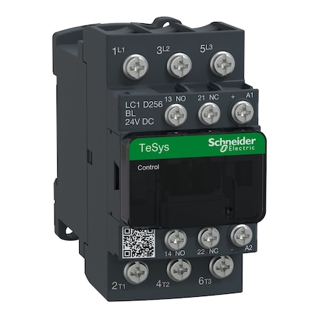 Schneider Electric IEC Magnetic Contactor, 1NC/1NO, 24V DC, 3 P, Non-Reversing, Screw LC1D256BL