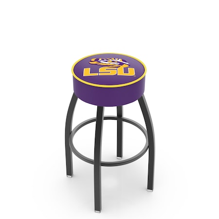Holland Bar Stool Co 25" 4" Louisiana State Cushion Seat, Blk Wrinkle Base Swivel Bar Stool L8B125LaStUn