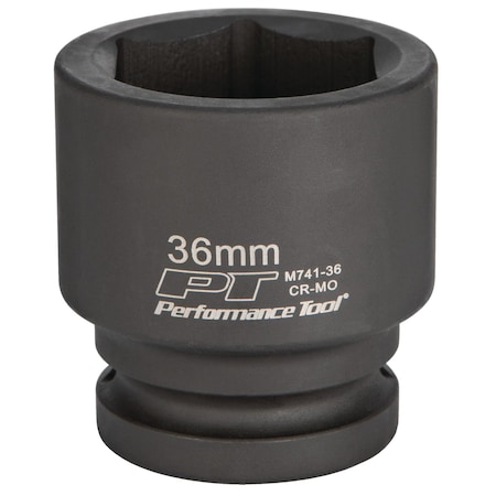 Performance Tool 3/4 in. Dr. Impact Socket, 36mm, Black Phosphate M741-36
