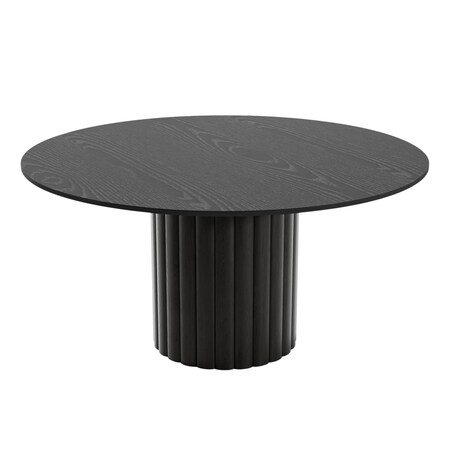 Homeroots 60" Black Solid Wood Pedestal Base Round Top Dining Table 721043