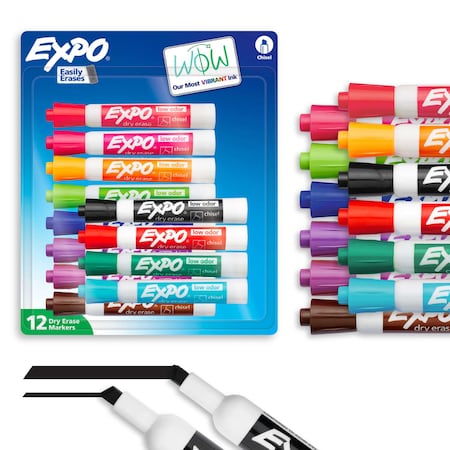 Expo Dry Erase Marker, Chisel, Assorted, PK12 1927525A