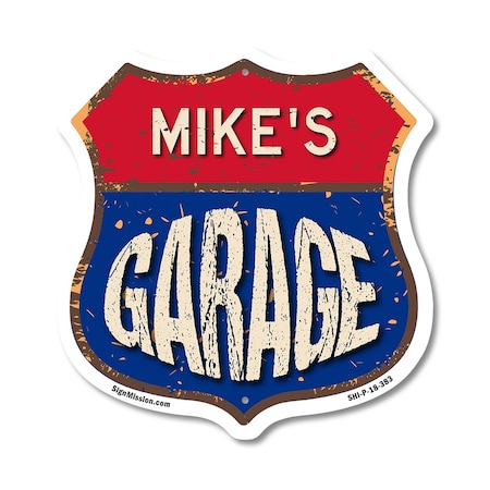 Signmission Mike's Garage, 18 Inch X 18 Inch, Plastic Sign SHI-P-18-383-MIKE
