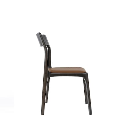 Manhattan Comfort Moderno Vegan Leather Wood Dining Chair in Saddle - Set of 2 DC070-SD