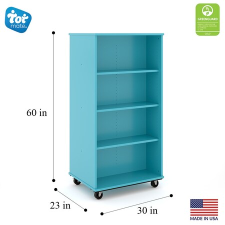 Tot Mate Mobile Wood Cabinet, Ocean, 30 in W x 30 in L x 60 in H x 23 in D TMM611A.M0060