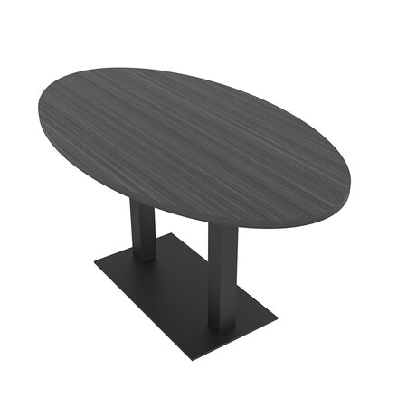 Skutchi Designs Oval Conference Table With Power Unit, 36 in W, 60 in L, Grey HAR-OVL-36X60-DOU.BK-WA7949-NA