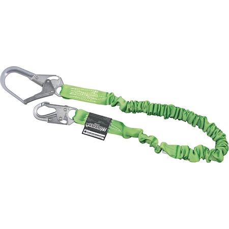 Miller Single Leg Stretchable Shock-Absorbing Lanyard with Locking Snap Hook and Locking Rebar Hook 219M-Z7/6FTGN