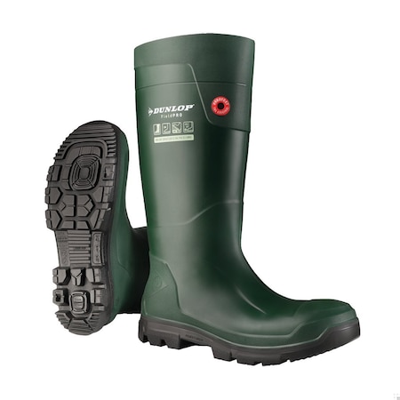 Dunlop Rubber Boot, 7D, Knee, Black; Green, PR FG60E33.39