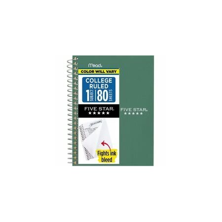 Five Star Mead College Ruled Notebook - 1 Subject(s) - 80 Sheets - Wire Bound - Ruled Margin - 4 3/8in x 7in 450048