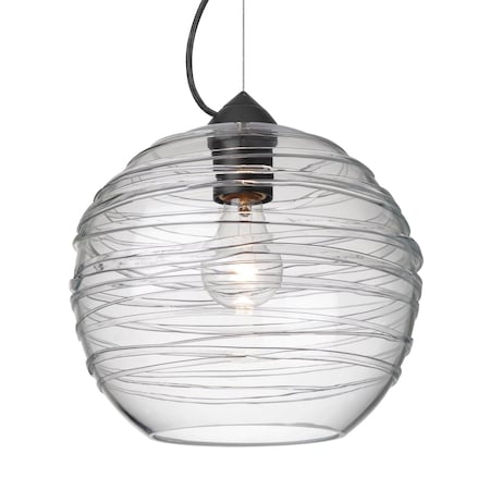 Besa Lighting Besa Wave 10 Pendant, Clear, Black Finish, 1x 60W MAX E26 Base 1KX-462761-BK