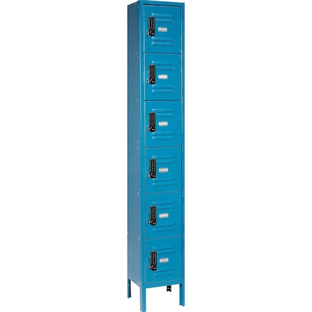 Global Industrial 6-Tier 6 Door Digital Locker, 12"W x 15"D x 78"H, Blue, Assembled 290787