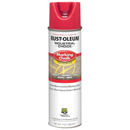 Rust-Oleum Inverted Marking Chalk, 17 oz, Aerosol, Red, Water -Based 205235