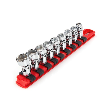 Tekton 1/4 Inch Drive 6-Point Universal Joint Socket Set with Rail, 9-Piece 6-14 mm SHD90110