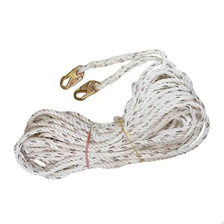 Liberty Line 200 ft Rope Grab and Vertical Lifeline, White Polydac Rope, Fall Arrest, Snap Hook Ends FAL28015