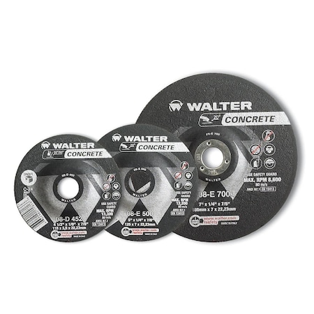 Walter Surface Technologies Walter CONCRETE Grinding Wheel 4-1/2" x 1/4" x 7/8", Type 27 08E450