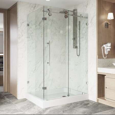 Vigo 36 in. L x 48 in. W x 79 in. H Frameless Sliding Rectangle Shower Enclosure Kit in Chrome VG6051CHCL48WR