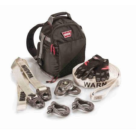 Warn Recovery Kit Includes Shackles Tree Trunk Protector Snatch Block Recovery Strap and Gloves 97565T