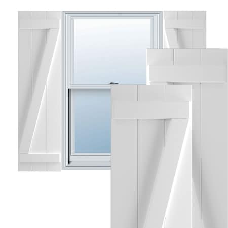 Ekena Millwork True Fit PVC Three Board Joined Board-n-Batten Shutters w/Z-Bar, White , 16 1/8W x 29H, PR TFP102BBF16X029WH
