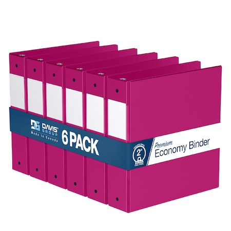 Davis Group Premium Economy, Round Ring, Binder, (Pink, 2"), PK6 2313-43-06