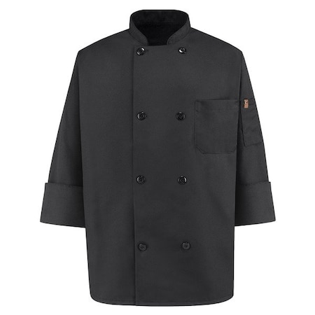 Red Kap 0438Bk Mens Blk L/S Chef Coat KT76BK RG M