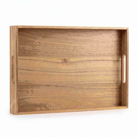 Happimess Soren 17 In. W Handcrafted Large Acacia Wood Rectangular Breakfast Tray with Handles, Natural TRY5000A