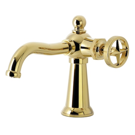 Kingston Brass One-Handle Single-Hole Bathroom Faucet with Push Pop-Up Drain, Polished Brass KS3542RNX