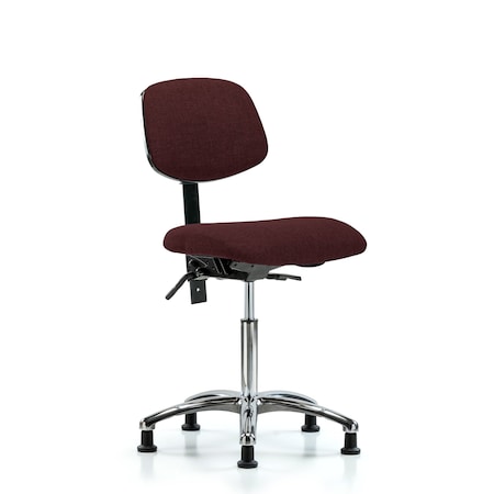 Blue Ridge Ergonomics Chair, Fab, Med Bench, Chr Tilt Glides, Bur, No Arms, 22" to 29" Height, Burgundy BR-FMBCH-CR-T1-A0-NF-RG-F41