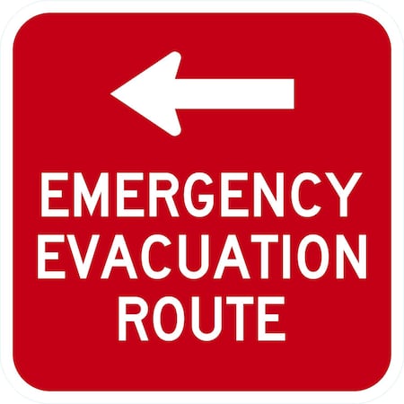 Lyle Emergency Evacuation Route With Left Arrow, 12x12, Diamond Grade, Red G-2181-DG_12x12