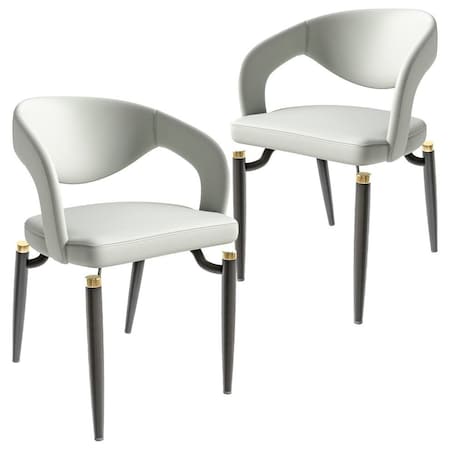 Leisuremod Entice Modern Leather Dining Chair with Iron Legs Open-Back Design in Grey, 2PK EC60GR-2