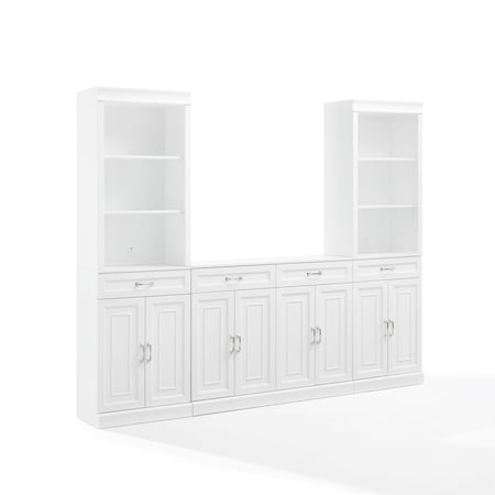 Crosley Stanton 3-Piece Sideboard And Storage Bookcase Set KF33039WH