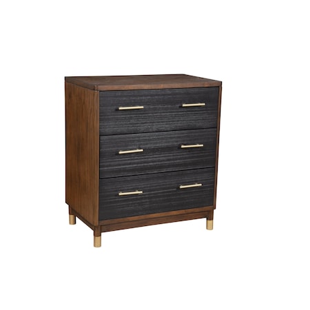 Homeroots 33" Brown and Black Solid Wood Three Drawer Chest 524118
