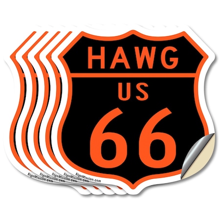 Signmission Hawg Us 66, 4 inch X 4 inch, Vinyl Decal, 5PK SHI-D-5PACK-4-478