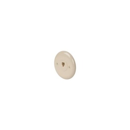 Leviton 4-Terminal Round Modular Telephone Jack, Flush Mount, Ivory 40229-I
